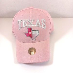 Texas Hat Baseball Cap Pink Denim Adjustable Embroidered Logo Lone Star State Tx